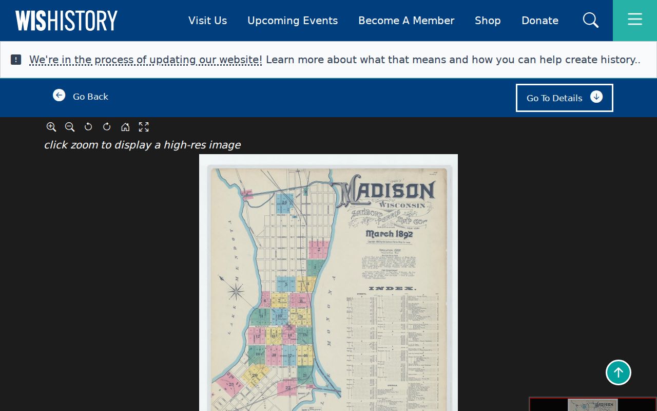 Wisconsin Historical Society catalog record for the 1892 Madison Sanborn maps